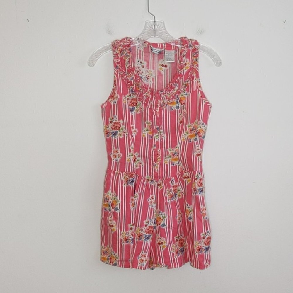 Vintage 90s Pink Flower Shorts Romper